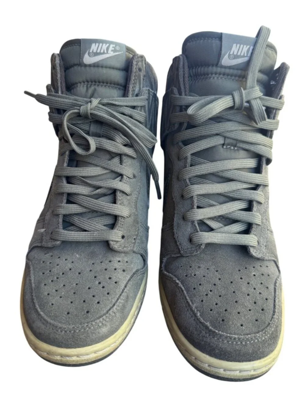 Nike Dunk Sky Print High Women’s Shoes Size 7 Gray Suede Hidden Wedge Sneakers